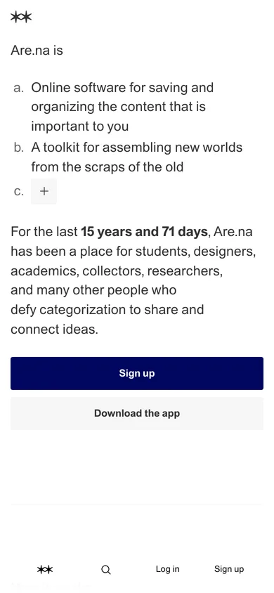 Are.na mobile screenshot