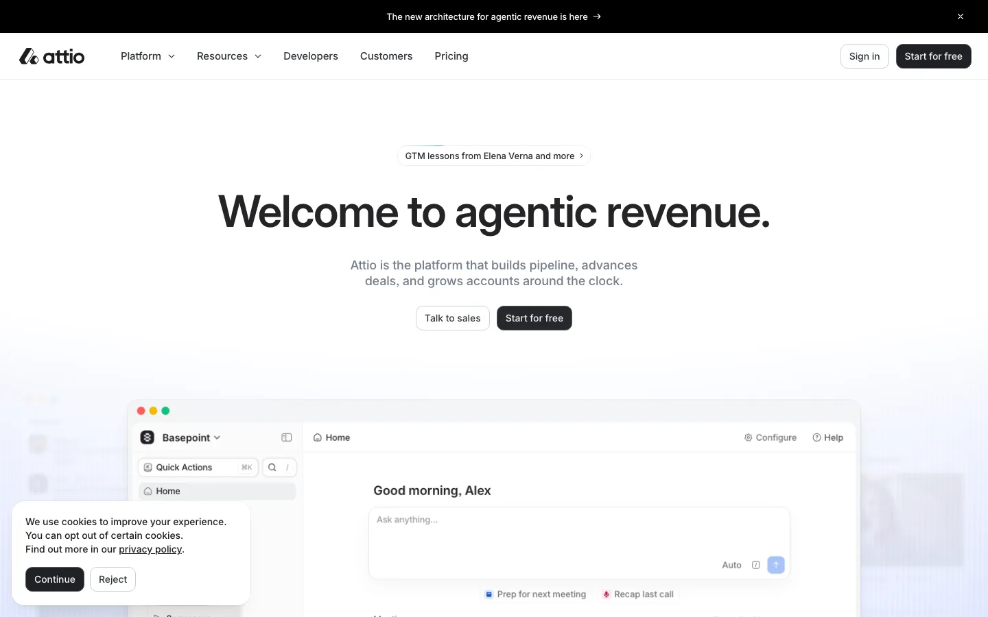 Attio homepage