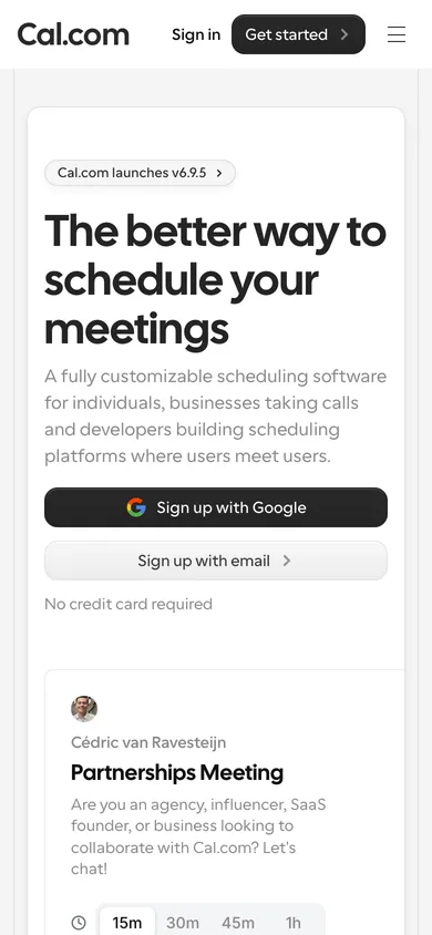 Cal.com mobile screenshot