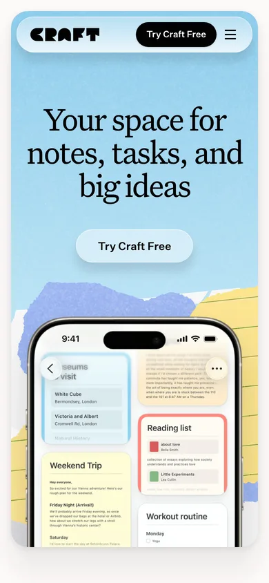 Craft mobile screenshot