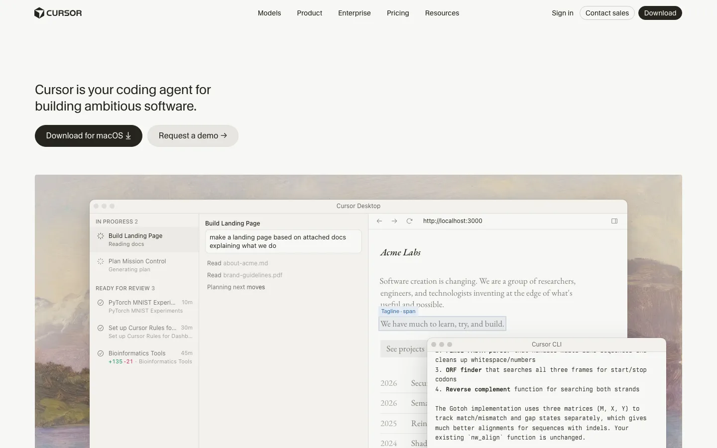 Cursor homepage
