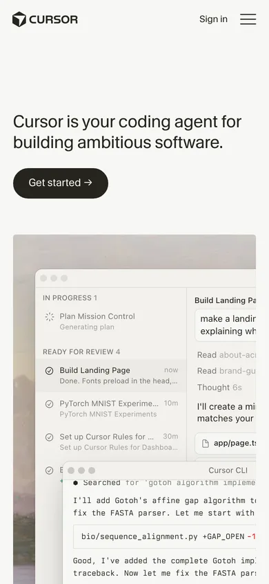 Cursor mobile screenshot
