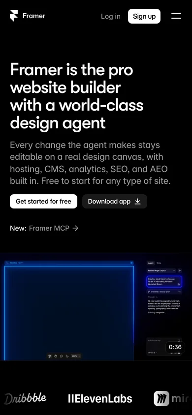 Framer mobile screenshot