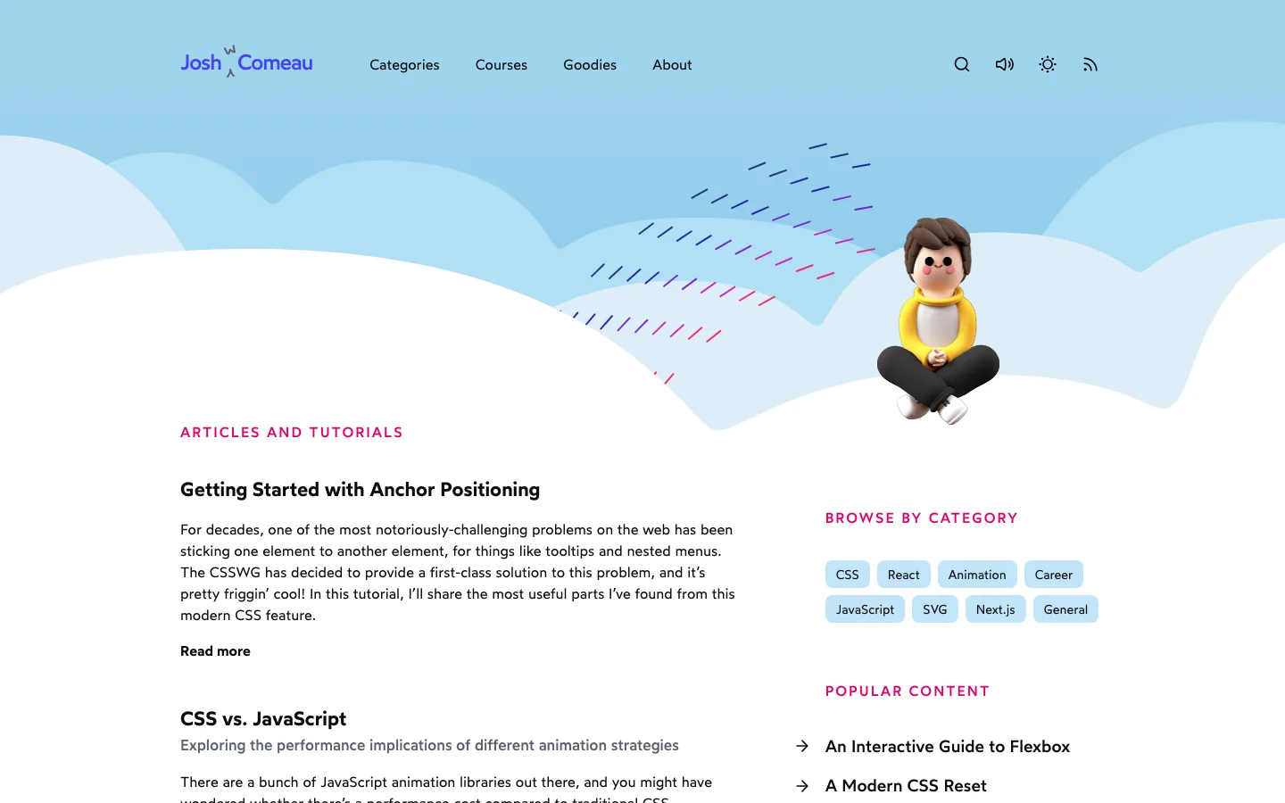 Josh W. Comeau homepage