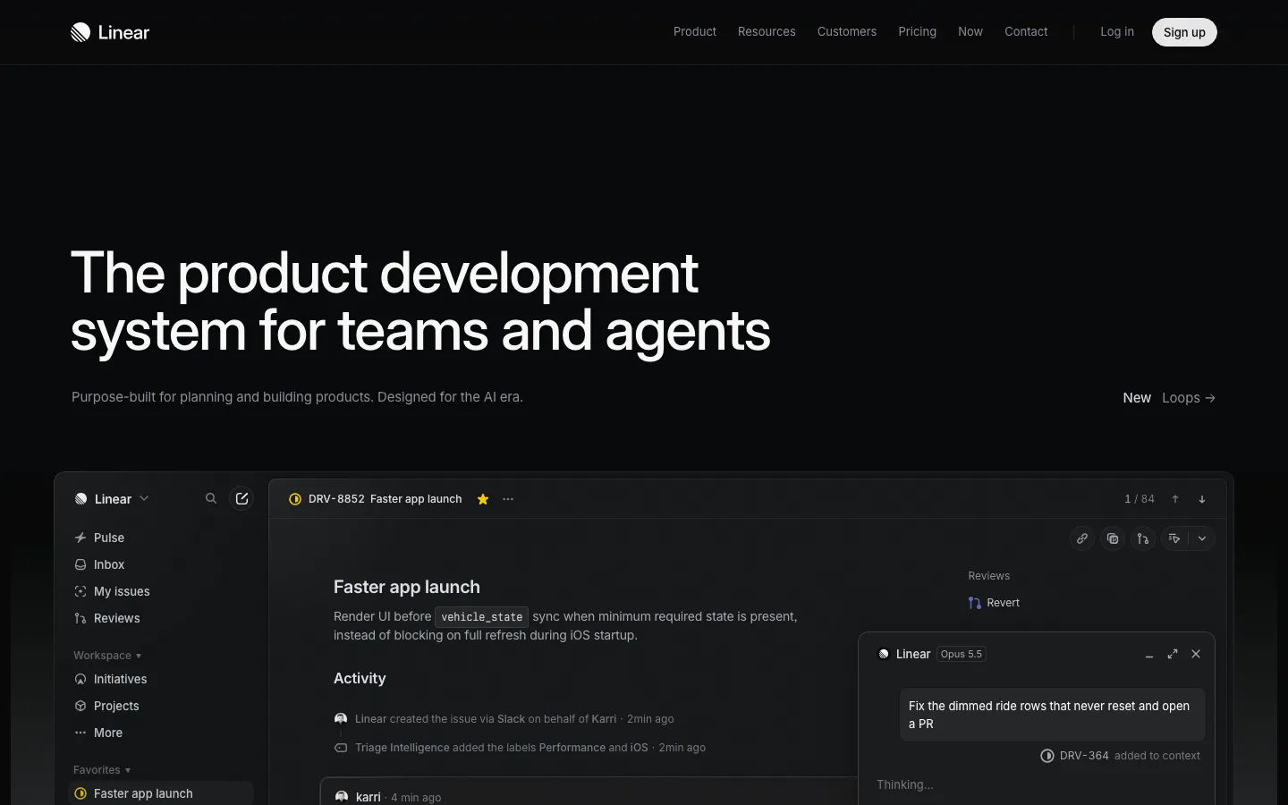 Linear homepage