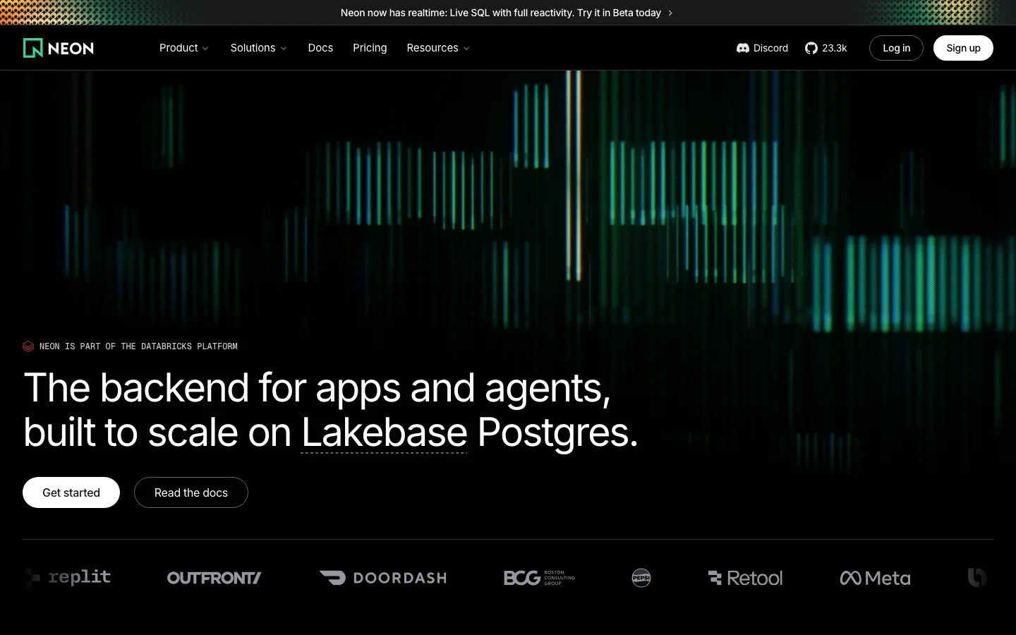 Neon homepage