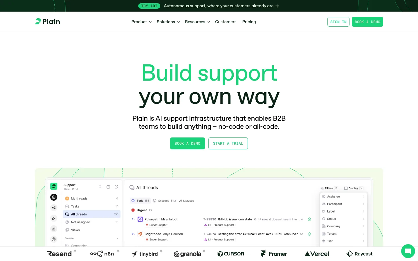 Plain homepage