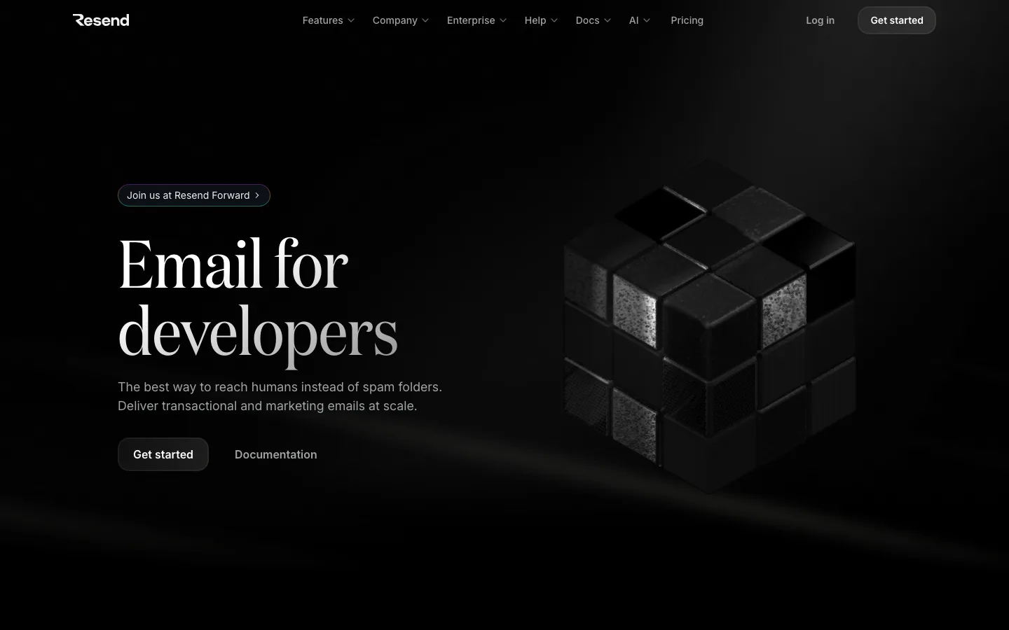 Resend homepage
