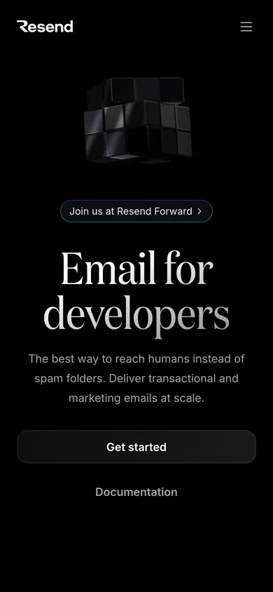 Resend mobile screenshot