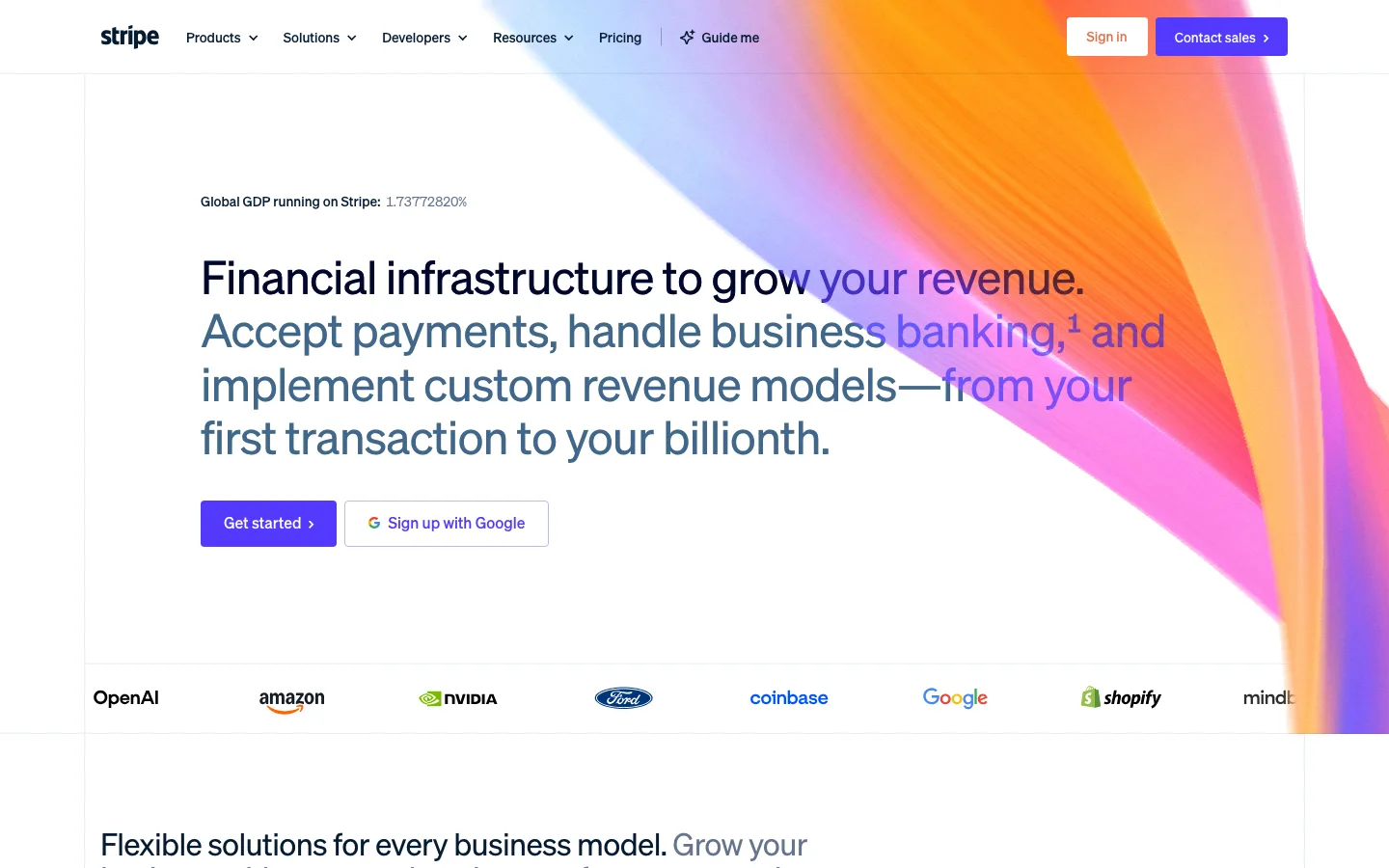 Stripe homepage