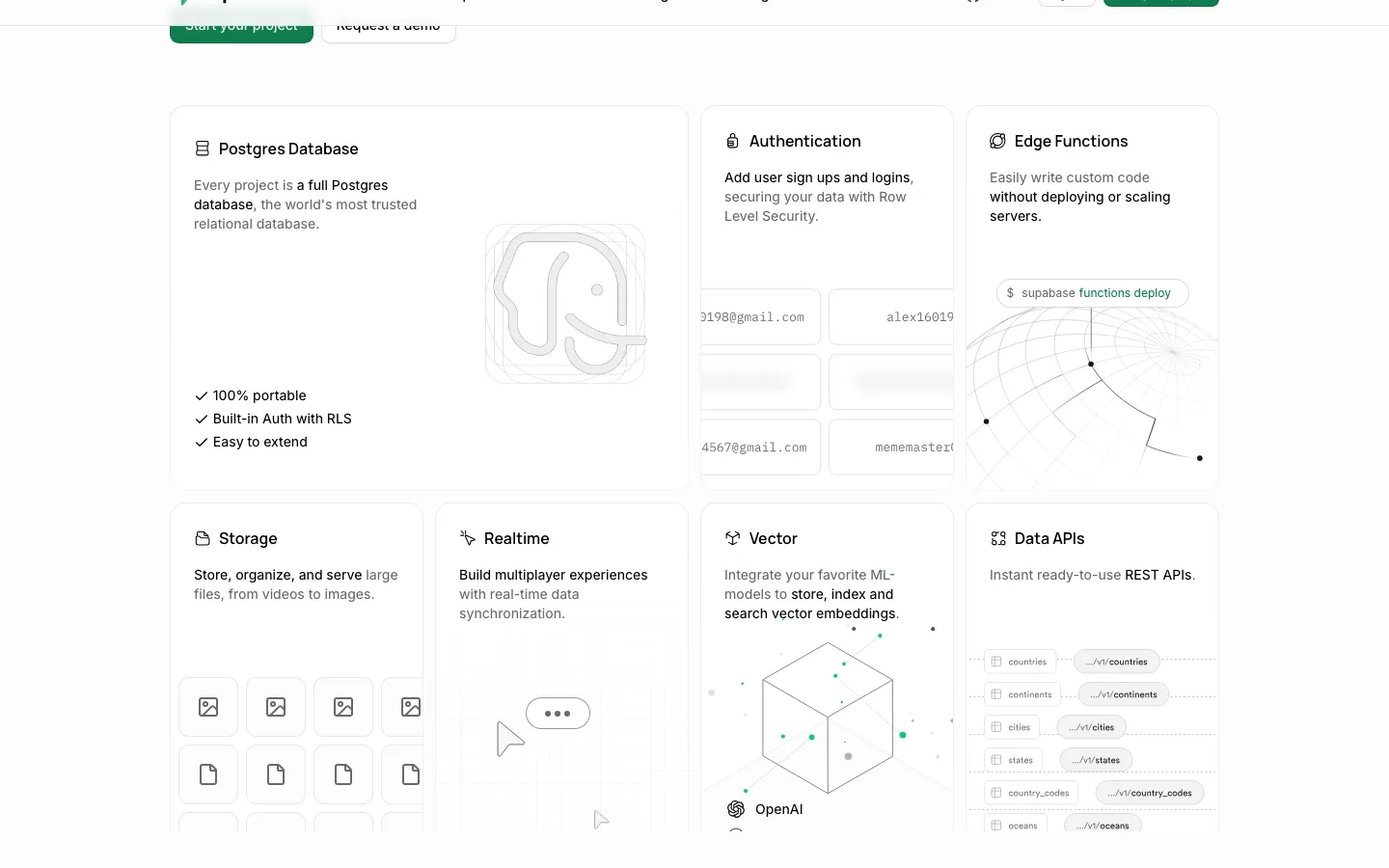 Supabase homepage