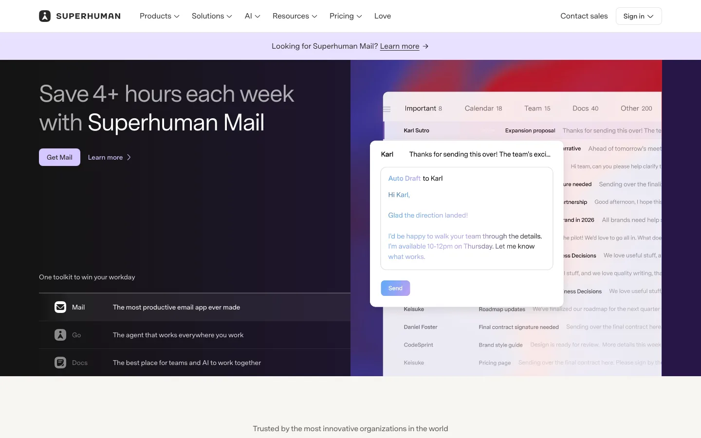 Superhuman homepage