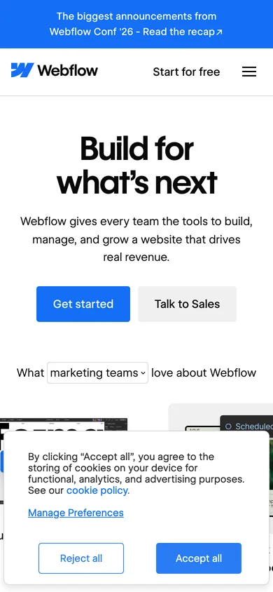 Webflow mobile screenshot